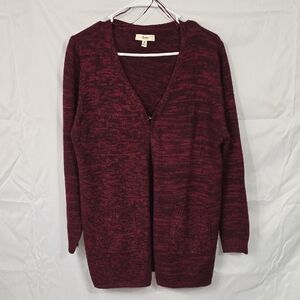 Women's Maroon Cardigan Sweater W/ Pockets Size 1X (W627)